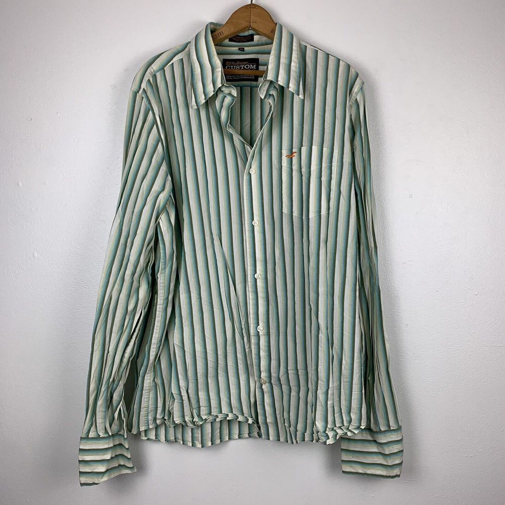 Vintage Hollister Shirt Mens XXL Y2K Made In Hong Kong‎ Striped Button